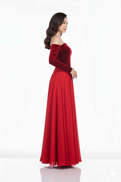 TREASUREISLAND Long velvet evening dress without sleeves
