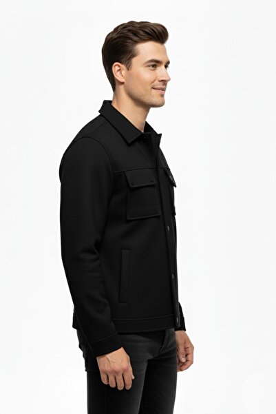 DYNAMO Men's Black Slim Fit Transitional Suede Sports Coat Bgl-St05016