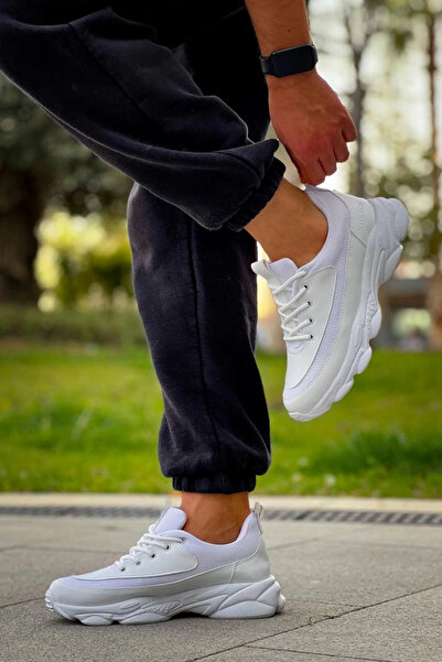 ZENGEZUR MALL Mtxdpn Kb-707 Kuback White Leather High Sole Lace-Up Casual Men's Shoes (221351) (Size: 41