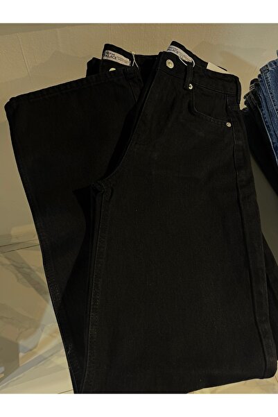 JEANS Yüksek Bel Siyah Wide Leg Jean