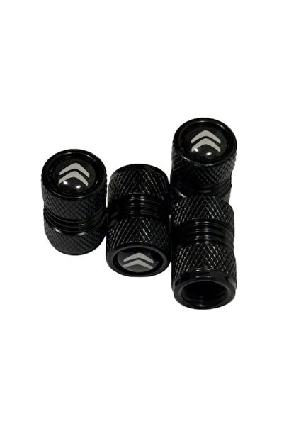 OEM Set of 4 aluminum valve caps for car, Citroen, Black