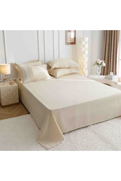 MHR Bed linen set 2-person, 6 pcs, finet, Elegant Deluxe plain with heart embroidery, light cream, 230x2