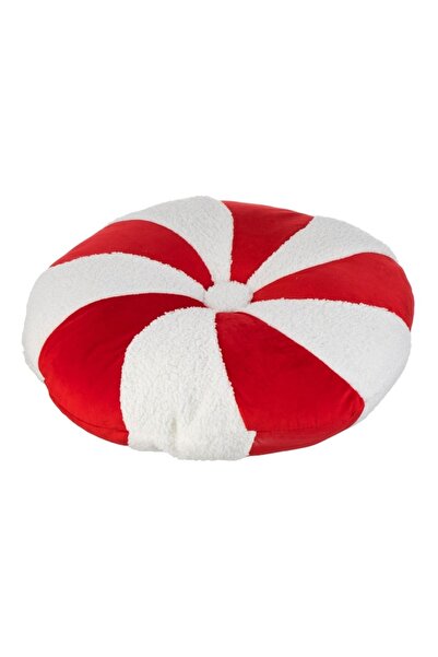 OEM Christmas Decorative Round Pillow White & Red Candy Ø40cm