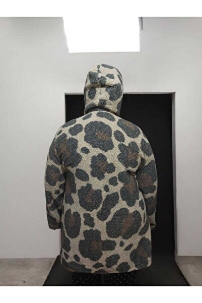 aryam butik Large Size Warm Plush Sweat Zippered Hooded Knitted Plush Sweatshirt with 2 Pockets