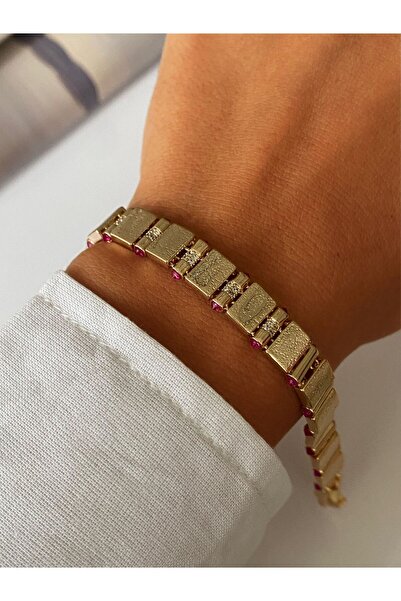 H&S AKSESUAR Special Series Pink Stone Blur Pattern Bracelet
