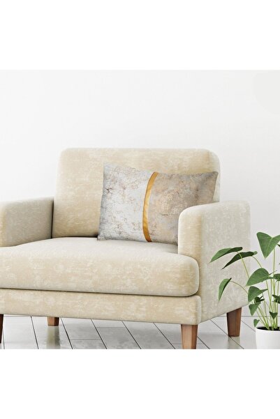 OEM Winter decorative pillow brown ecru velvet with gold pattern 50x30cm