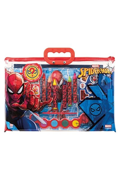 OEM Marvel Spiderman Coloring Set — 6 Wax Crayons, 6 Watercolors, Transparent Bag, 10 Pre-Printed Page
