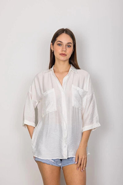 ZENGEZUR MALL Cămașă casual MTXDPN cu buzunare T1010 albă (215358) (Mărime: M)