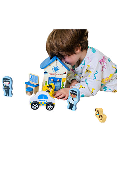 Arelair Magic Box Wooden toy Portable Police Station with policemen, Montessori +3 years