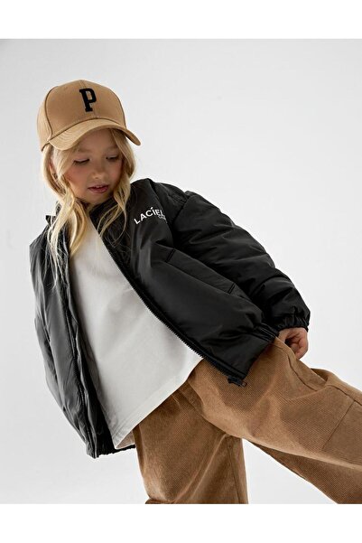 Magu Unisex Children's Black Bomber Jacket – Zippered, Pockets, Relaxed Fit