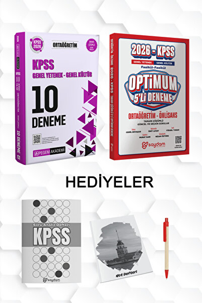 Pegem Akademi Yayıncılık 2026 KPSS ORTAÖĞRETİM PEGEM 10 LU DENEME&SAYDAM 5 Lİ...