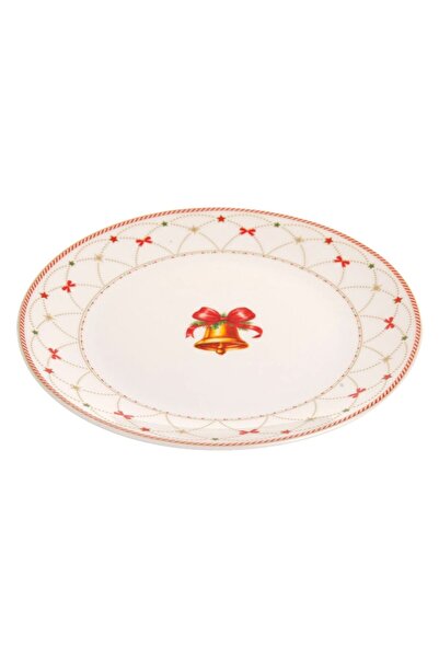OEM Christmas white porcelain plate with bell motif Ø19 cm