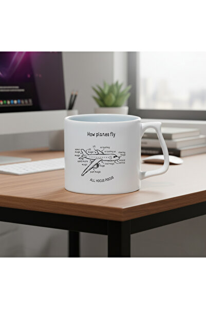 IVART Uçak Nasıl Uçar - Sihirle Baskılı Porselen Kupa-Hediye-D Kulplu Kupa-Pilot-Hostes