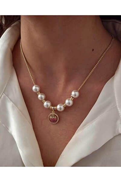 neslyaccessories Strawberry detail pearl necklace