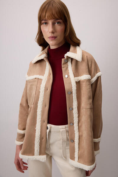 Touché Privé Suede Shirt with Plush Detail