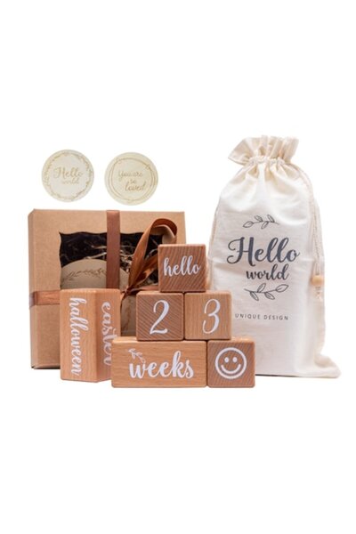 Arelair Magic Box Wooden cubes for baby birthday, Arelair Magic Box, photo decoration set with Welcome board, Baby Shower