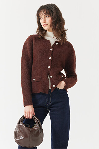 PAULMARK Women's pocketed cardigan with plush look