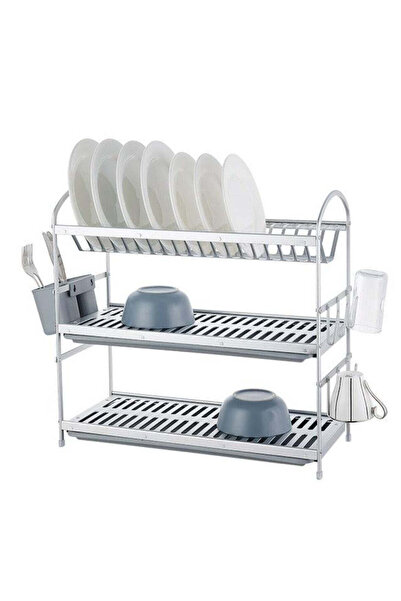 cc bin shihon رف تجفيف وتنظيم الاطباق مصنوع من الألومنيوم المقاوم للصدا رف صحون مكون من ثلاث طبقات