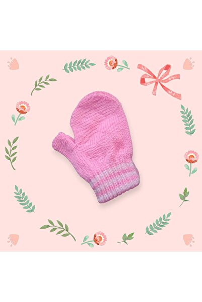 eleven market Parmaksız Kız Bebe Eldiveni Pembe Örgü Eldiven 0-3 Yaş