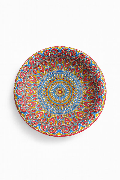 ATAGİFT HEDİYELİK مجموعة من 6 قواعد أكواب معدنية بنمط ماندالا باللون الأحمر والأزرق والأصفر - قواعد أكواب - غير قابلة للكسر (شحن مختلط)