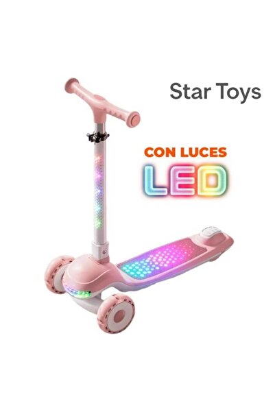 STAR TOYS Three-wheeled children's scooter with LED lights – pink