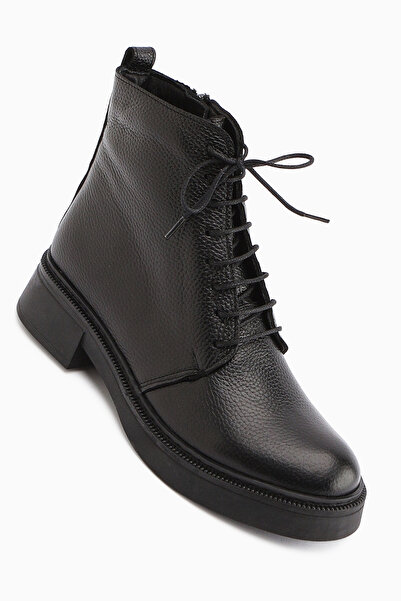 Limoya Karol Genuine Leather Black Lace-Up Women's Boots