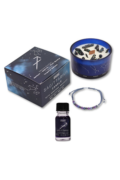 Ancient wisdom Set cadou cu zodia Săgetător | Lumânare de cristal, brățară cu...
