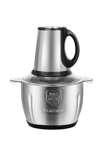 susabun Electric 2L Chopper for Meat and Vegetables, 4 High-Quality Stainless Steel Blades, Stainless Steel