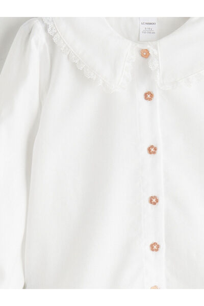 LC Waikiki LCW Kids Bebe Yaka Dantel Detaylı Kız Çocuk Gömlek