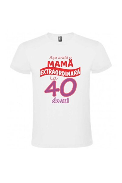 CRD PRINT Tricou personalizat unisex „Așa arată o mamă extraordinară la 40 de...