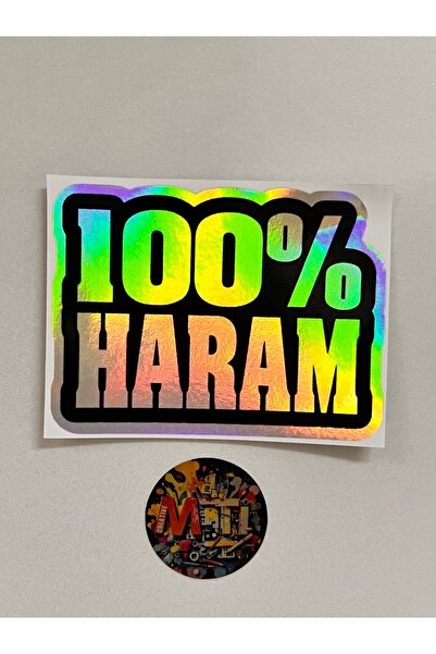 sticker 100% Haram Car Motorcycle Helmet Laptop Glass Sticker Printing 10X7.5Cm Hologram