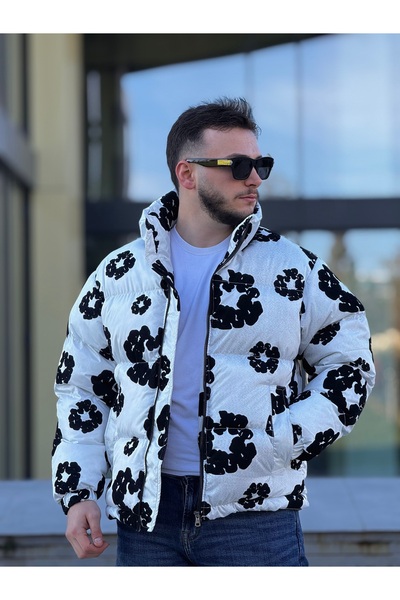 KINGAF Men's Patterned Inflatable Coat