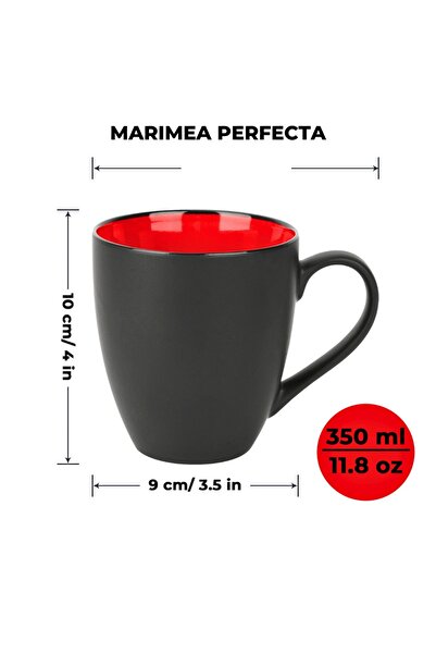 MIAMIO Set of 6 Coffee Mugs, Le Papillon collection, ceramic, red interior, 350 ml