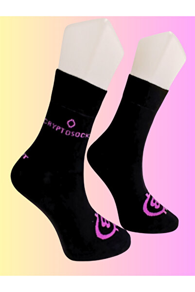 Shuttle Park Special Series Happy Colorful Patterned Bitcoin Written Sock Leisure Comfortable Stylish Design Style Bamboo College Socks