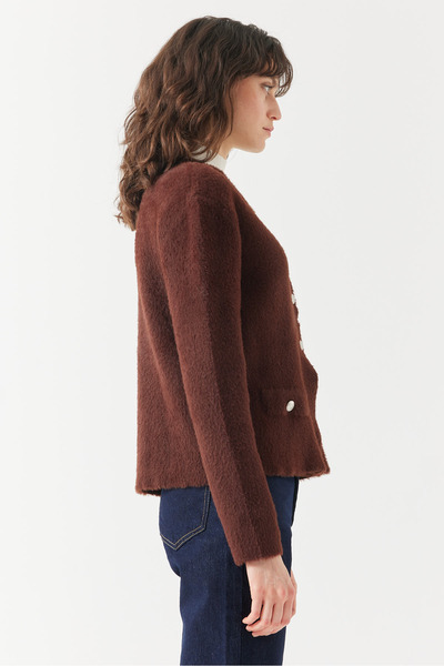 PAULMARK Women's pocketed cardigan with plush look