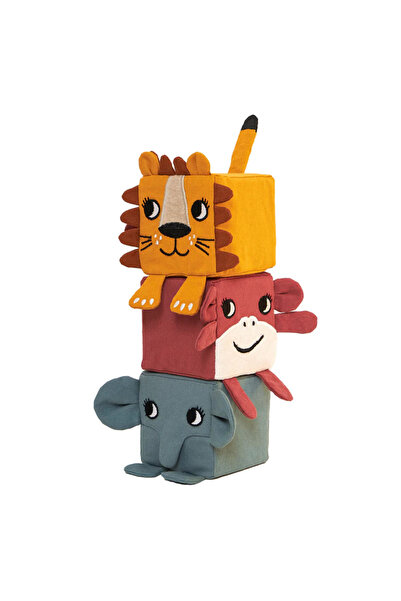 Roommate Cuburi stivuibile din bumbac - 3 bucăți, ROOMMATE, 0 ani+