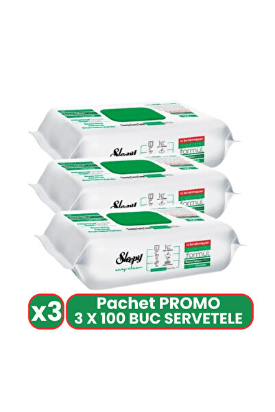Sleepy Pachet Promo 3 X 100 Buc Servetele Umede White Soap Otet Bicarbonat