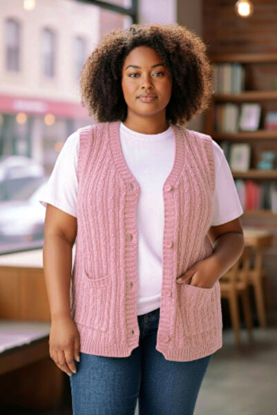 Star Fashion Traditional women's knitted vest with buttons