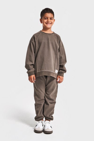poozkids طقم رياضي للأطفال من طراز بيسك يونيكس بياقة دائرية