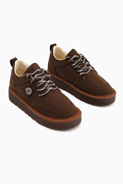 Limoya Serina Brown Suede Lace-Up Women's Casual Shoes