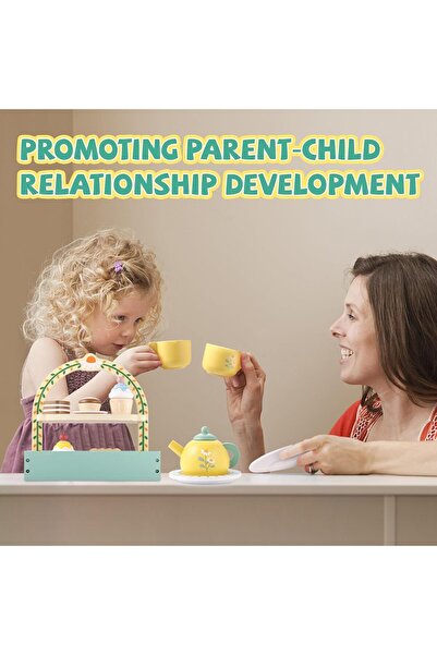 lil munchkins Wooden Tea Party Set for Toddlers with Dessert Stand