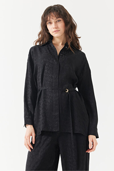 PAULMARK Women's patterned belted shirt