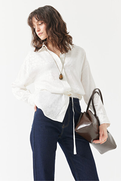 PAULMARK Women's patterned belted shirt