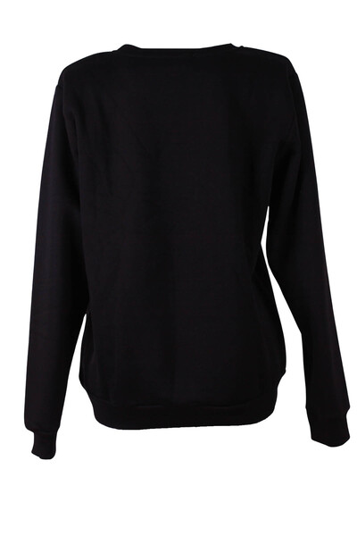 trender 3 İp Ş Fleece-Lined O Neck Black Women's Sweatshirt 26Kl71S95002