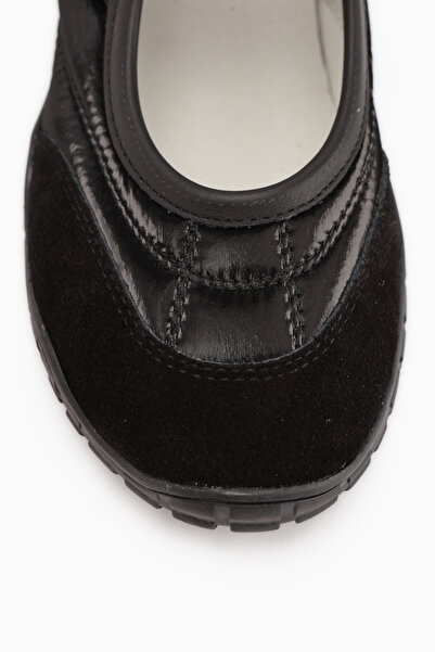 Limoya Nora Black Fur Velcro Sports Ballerinas