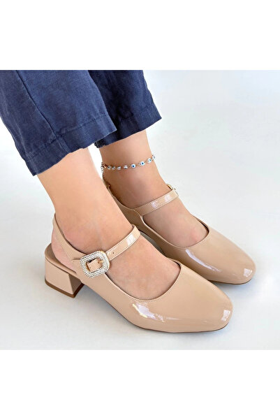 ZENGEZUR MALL Mtxdpn Gowe Nude Patent Leather Heeled Shoes (232730) (Size: 36)