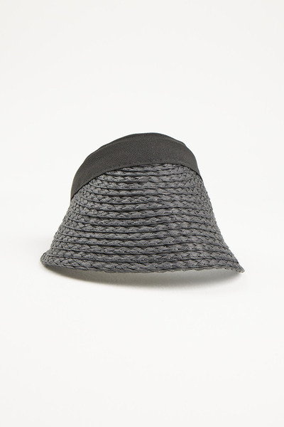 PAULMARK Women's Black Straw Visor Hat