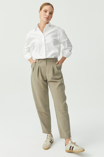 PAULMARK Γυναικείο υφασμάτινο παντελόνι με πλισέ