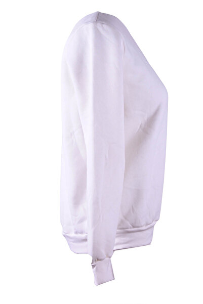 trender 26Kl71S95006 Ecru Women's Sweatshirt Blue Flower Printed