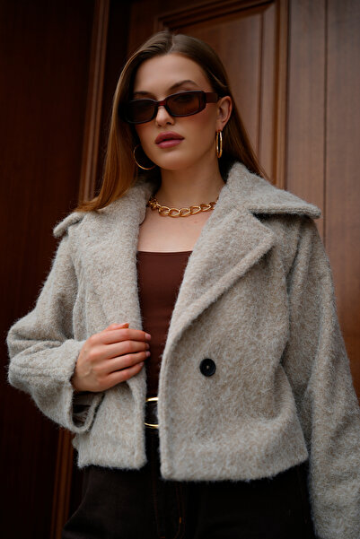 ASEDE Double-Breasted Collar Lined Buttoned Cashmere Jacket